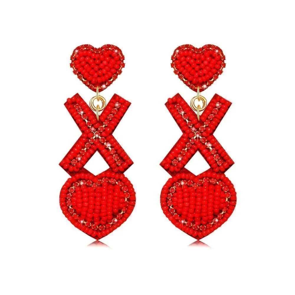 Beaded XO Dangle Earrings ❤️